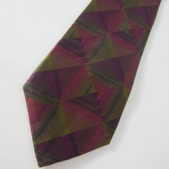 Metropolitan Museum of Art Purple Olive Green Geometric Necktie $80 Accessory - Picture 1 of 9